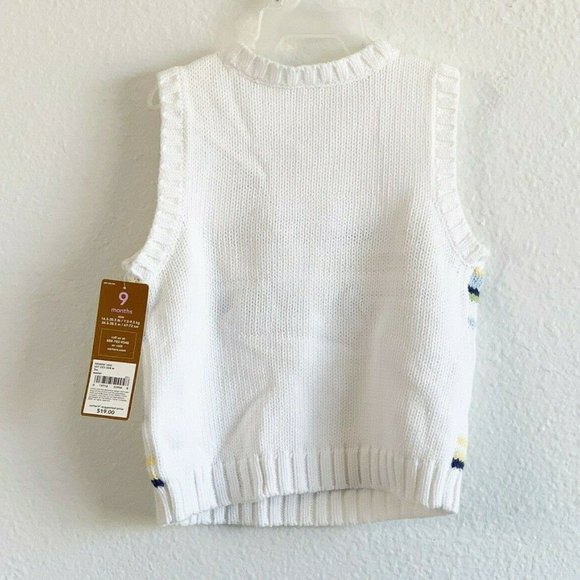 NWT Carter's 6 M V-neck Sweater Vest White Stripes - Picture 4 of 6